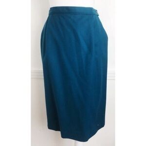 Vintage Pendleton • Teal Wool Pencil Skirt